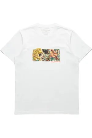 Maharishi Homme, Tops, Blanc, Taille: S Samouraï Tigre Bataille Tee Graphique
