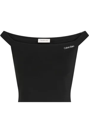 Calvin Klein Femme, Tops, Noir, Taille: 36 FR Haut noir sans manches à encolure bateau