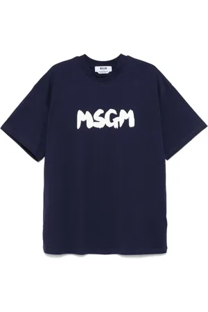 Msgm Homme, Tops, Bleu, Taille: L T-shirt bleu avec logo imprimé