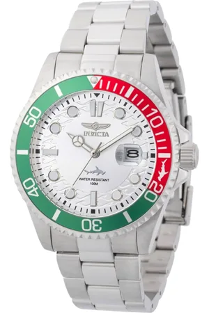 Invicta Homme, Accessoires, Gris, Taille: ONE Size Montre Analogique Classique avec Date en Acier Inoxydable
