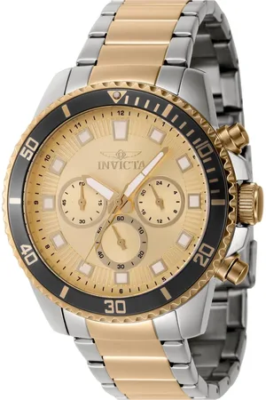 Invicta Homme, Accessoires, Jaune, Taille: ONE Size Chronographe Bicolore Montre Acier Inoxydable