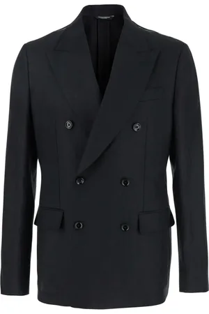 Dolce & Gabbana Homme, Vestes, Noir, Taille: M Veste noire en lin à double boutonnage avec revers pointus