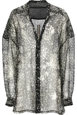 Rick Owens Femme, Blouses et Chemises, Multicolore, Taille: 36 FR Chemise noire en soie avec col en V