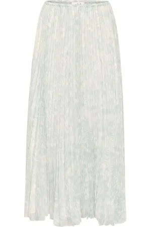 Soaked in Luxury Femme, Jupes, Bleu, Taille: 44 FR Jupe Plissée Argent Bleu Imprimé à Rayures