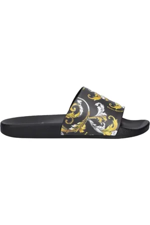 VERSACE Homme, Chaussures, Noir, Taille: 42 EU Sandales Noires - Style Fondo