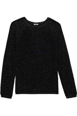 Oltre Femme, Pulls, Bleu, Taille: 42 FR Pull col rond en lurex avec boutons au dos