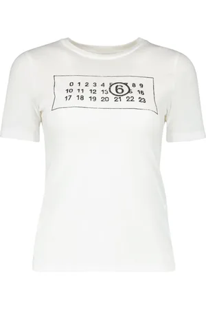 Maison Margiela Femme, Tops, Blanc, Taille: 42 FR T-shirt Blanc en Coton à Manches Courtes