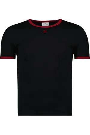 Courrèges Homme, Tops, Noir, Taille: M T-shirt signature noir et rouge