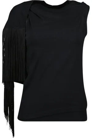 Maison Margiela Femme, Tops, Noir, Taille: 40 FR T-shirt Noir à Franges