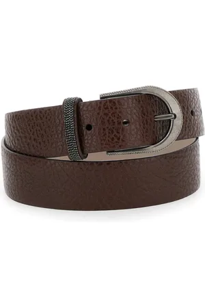Brunello Cucinelli Femme, Accessoires, Brun, Taille: M Ceinture en Cuir Marron avec Détail Monile