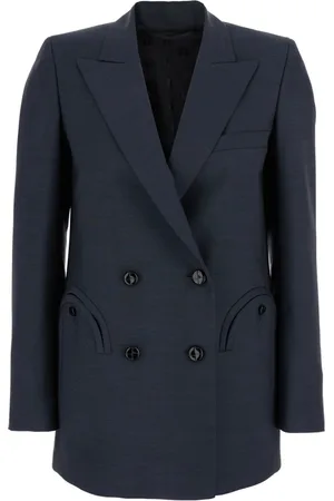 Blazé Milano Femme, Vestes, Bleu, Taille: 42 FR Veste Bleue à Double Boutonnage en Laine Mélangée