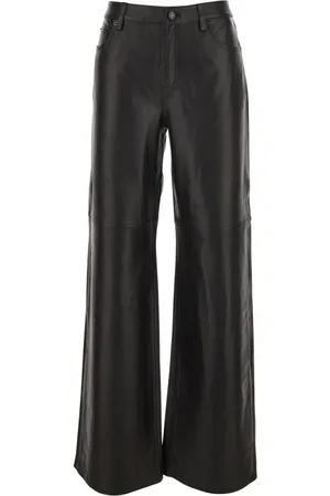 Michael Kors Femme, Pantalons, Noir, Taille: 38 FR Pantalon noir en cuir avec passants pour ceinture