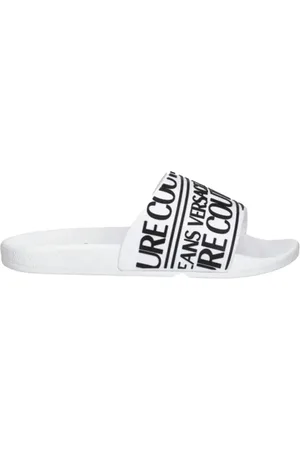 VERSACE Homme, Chaussures, Blanc, Taille: 45 EU Sandales Blanches avec Logo Relief