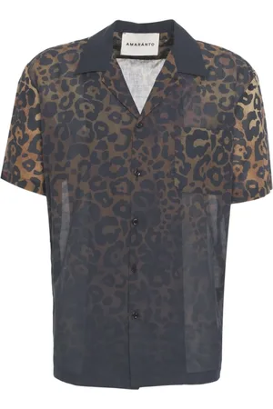 AMARANTO Amaránto, Homme, Chemises, Brun, Taille: M Chemise noire imprimé animal design élégant