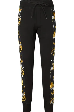 VERSACE Homme, Pantalons, Noir, Taille: S Pantalon de Survêtement en Coton Noir - Coupe Slim