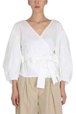Michael Kors Femme, Blouses et Chemises, Blanc, Taille: 40 FR Chemise à encolure en V et à nouer