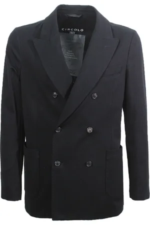 Circolo Homme, Vestes, Noir, Taille: XL Veste en Coton Noir avec Revers Pointus