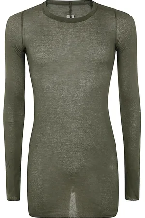 Rick Owens Homme, Tops, Vert, Taille: L Forêt Rib Manches Longues T-Shirt