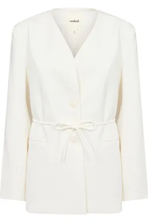 Soaked in Luxury Femme, Vestes, Blanc, Taille: 42 FR Élégante Veste Blazer Blanc Cassé