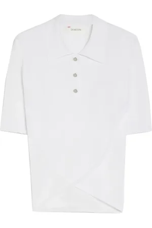 Sportmax Femme, Tops, Blanc, Taille: 38 FR Polo Blanc avec Ourlet Croisé