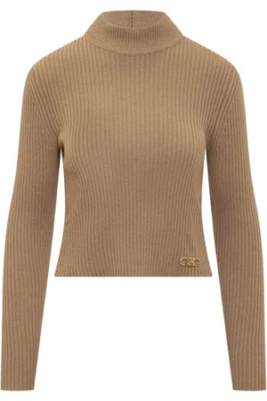 Michael Kors Femme, Pulls, Brun, Taille: 40 FR Pull Col Roulé Côtelé
