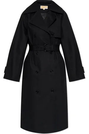 Michael Kors Femme, Manteaux, Noir, Taille: 42 FR Trench-coat en coton avec ceinture