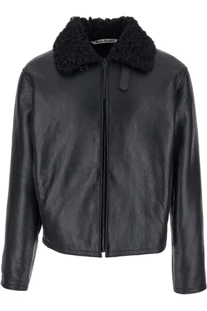 Acne Studios Homme, Vestes, Noir, Taille: M Bomber Noir avec Détail en Fourrure