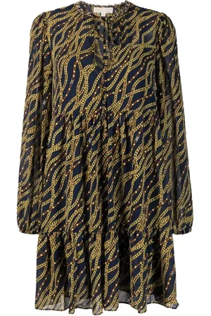 Michael Kors Femme, Robes, Multicolore, Taille: 36 FR Robe Babydoll en Georgette à Imprimé Status