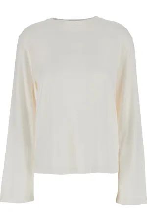 AGOLDE Femme, Tops, Blanc, Taille: 38 FR T-shirt blanc à encolure ras du cou avec épaules tombantes