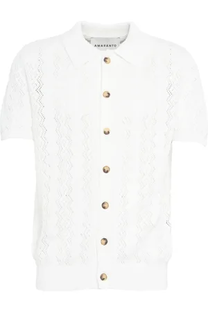 AMARANTO Amaránto, Homme, Pulls, Blanc, Taille: XL Gilet Blanc en Tricot Ouvert