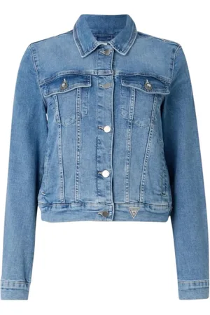 Guess Femme, Vestes, Bleu, Taille: 38 FR Veste en jean Delya avec boutons bijoux
