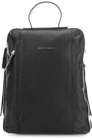Piquadro Femme, Sacs, Noir, Taille: ONE Size Sac en cuir noir pour ordinateur portable avec poche avant zippée