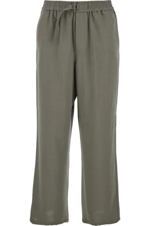 Ami Homme, Pantalons, Vert, Taille: S Pantalon vert en coton avec taille élastique