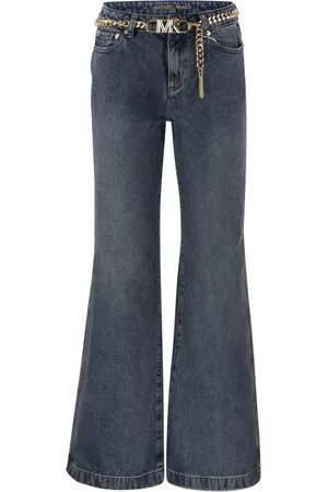 Michael Kors Femme, Jeans, Bleu, Taille: 36 FR Jeans Flare en Denim avec Ceinture Chaîne