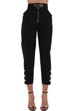 Elisabetta Franchi Femme, Pantalons, Noir, Taille: 46 FR Pantalon de voile technique avec ceinture