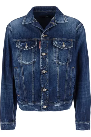 Dsquared2 Homme, Vestes, Bleu, Taille: M Veste en Denim Bleu avec Effet Usé