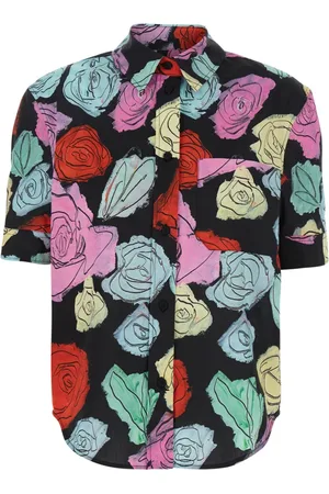 Marni Femme, Blouses et Chemises, Multicolore, Taille: 36 FR Chemise Multicolore à Imprimé de Roses et Poche