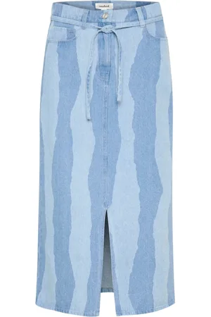 Soaked in Luxury Femme, Jupes, Bleu, Taille: 44 FR Jupe ajustée avec rayures déchirées