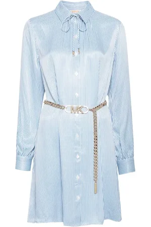 Michael Kors Femme, Robes, Bleu, Taille: 38 FR Robe chemise en satin rayée