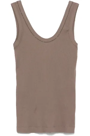 Brunello Cucinelli Femme, Tops, Gris, Taille: 40 FR T-shirt Décontracté en Coton C8705