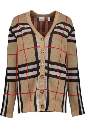 Burberry Femme, Pulls, , Taille: 36 FR Cardigan à carreaux col en V imprimé vintage