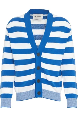 AMARANTO Amaránto, Homme, Pulls, Bleu, Taille: L Cardigan Rayé Bleu Tricot