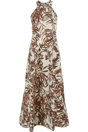 Brunello Cucinelli Femme, Robes, Multicolore, Taille: 44 FR Robe Multicolore à Imprimé Herbarium et Col Halter