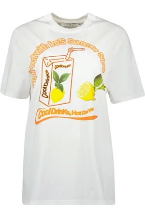 IRO Femme, Tops, Blanc, Taille: 38 FR T-shirt Blanc Oversize Imprimé Citron