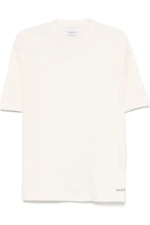AMISH Homme, Tops, , Taille: M T-shirt Blanc Col Rond Manches Courtes