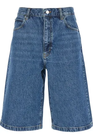 Frame Femme, Shorts, Bleu, Taille: W29 Short Boy en Denim Bleu avec Boucle de Ceinture