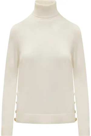 Michael Kors Femme, Pulls, Blanc, Taille: 36 FR Pull Col Roulé Boutons