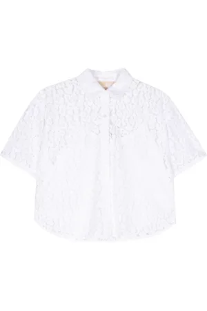 Michael Kors Femme, Blouses et Chemises, Blanc, Taille: 38 FR Chemise en dentelle à cordons léopard