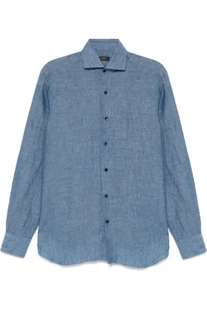 BARBA Homme, Chemises, Bleu, Taille: 3XL Chemise Indigo Button-Up