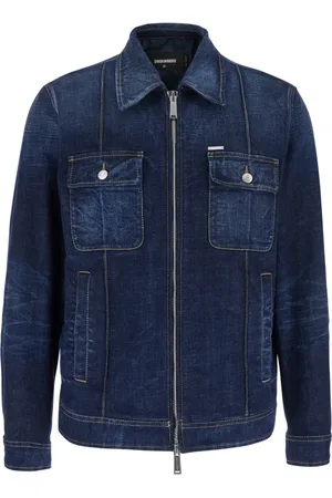 Dsquared2 Homme, Vestes, Bleu, Taille: M Veste en Denim Bleu avec Col Classique